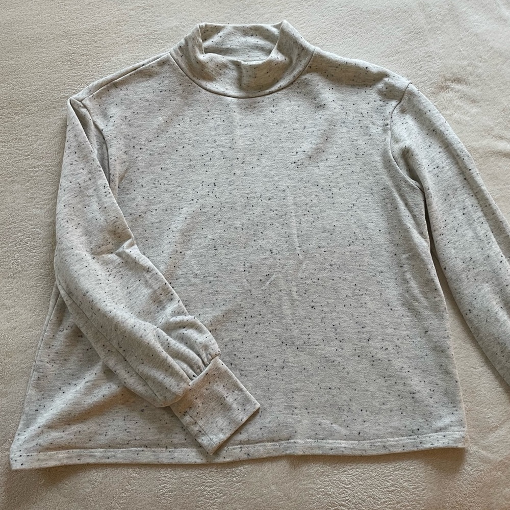 Madewell Gray Speckled Mock Neck Long Sleeve